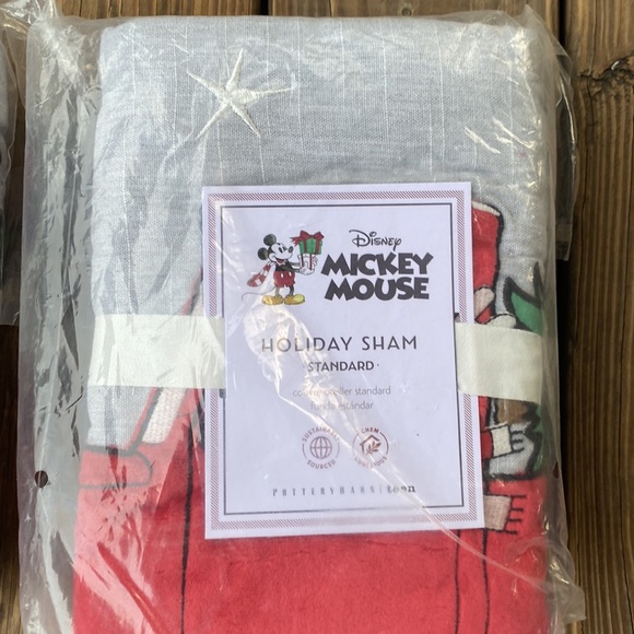 Pottery Barn Embroidered and Fuzzy Mickey Mouse Holiday Pillow Sham - Set of 2 - Picture 10 of 16